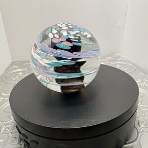 Vintage  Fred  Wilkerson Art Glass 1994 swirl pastel pink,blue Artisan swirl